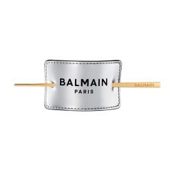 BALMAIN HAIR hõbedane, nahast juukseklamber / Hair Barrette Silver Vintage