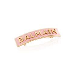 BALMAIN HAIR 18K kullaga juukseklamber roosa L / Barrette Golden BALMAIN logo Pink, L