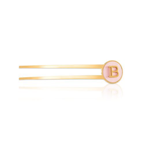 BALMAIN HAIR 18K kullaga soenguklamber B-logo, roosa / Fourche Golden B-logo Pink