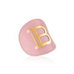 BALMAIN HAIR nahast juukseklamber kuldne B, roosa / Leather Hair Clip Golden B, Pink