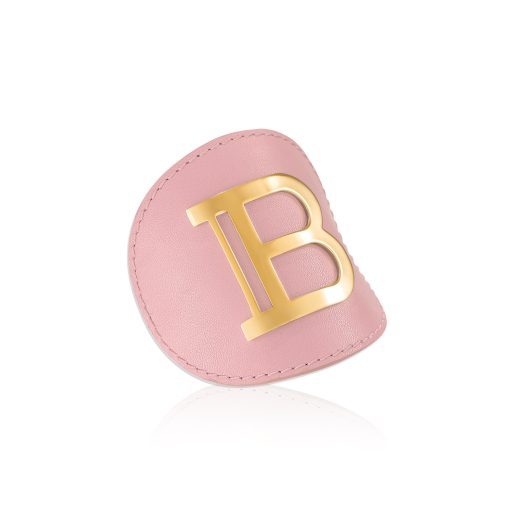 BALMAIN HAIR nahast juukseklamber kuldne B, roosa / Leather Hair Clip Golden B, Pink