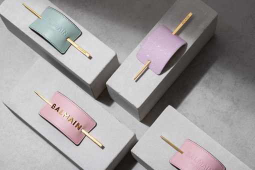 BALMAIN HAIR nahast juukseklamber kuldne BALMAIN, roosa / Leather Hair Barrette Golden BALMAIN Pink - Image 3