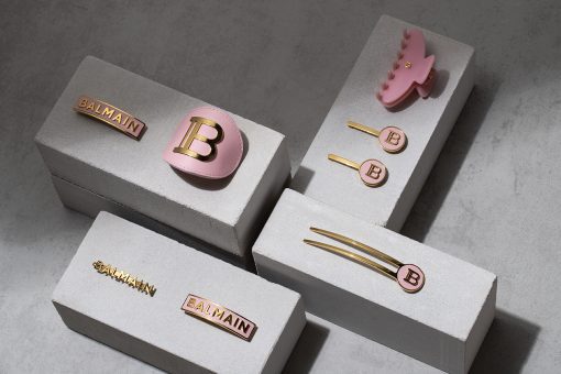 BALMAIN HAIR nahast juukseklamber kuldne B, roosa / Leather Hair Clip Golden B, Pink - Image 2