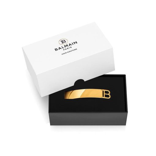BALMAIN HAIR 18K kullaga juukseklamber B-logo, L / Barrette Gold B-Logo, L - Image 3