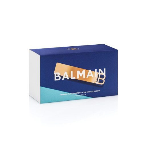 BALMAIN HAIR 18K kullaga juukseklamber B-logo, L / Barrette Gold B-Logo, L - Image 2