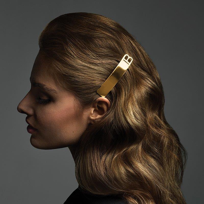 BALMAIN HAIR 18K kullaga juukseklamber B-logo, L / Barrette Gold B-Logo, L - Image 4