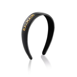 BALMAIN HAIR napa nahast peavõru must L / Leather Headband BALMAIN logo, Gold & Black, L