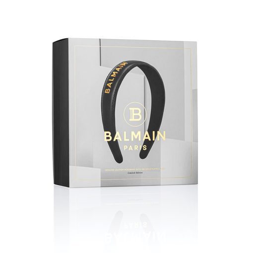 BALMAIN HAIR napa nahast peavõru must L / Leather Headband BALMAIN logo, Gold & Black, L - Image 4