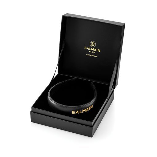 BALMAIN HAIR napa nahast peavõru must L / Leather Headband BALMAIN logo, Gold & Black, L - Image 2