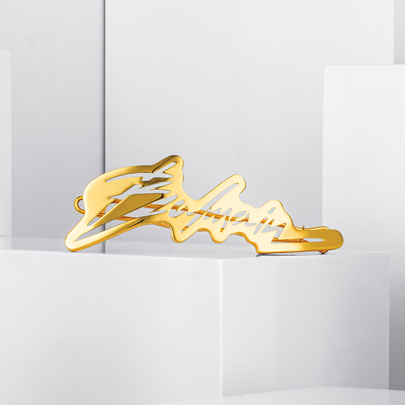 BALMAIN HAIR 18K kullaga Signatuur logo, juukseklamber M / Slide Signature Logo 18K Gold, M - Image 2