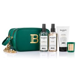 BALMAIN HAIR luksuslik roheline vegan-nahast kosmeetikakott / Luxury Vegan Pouch Green & Gold
