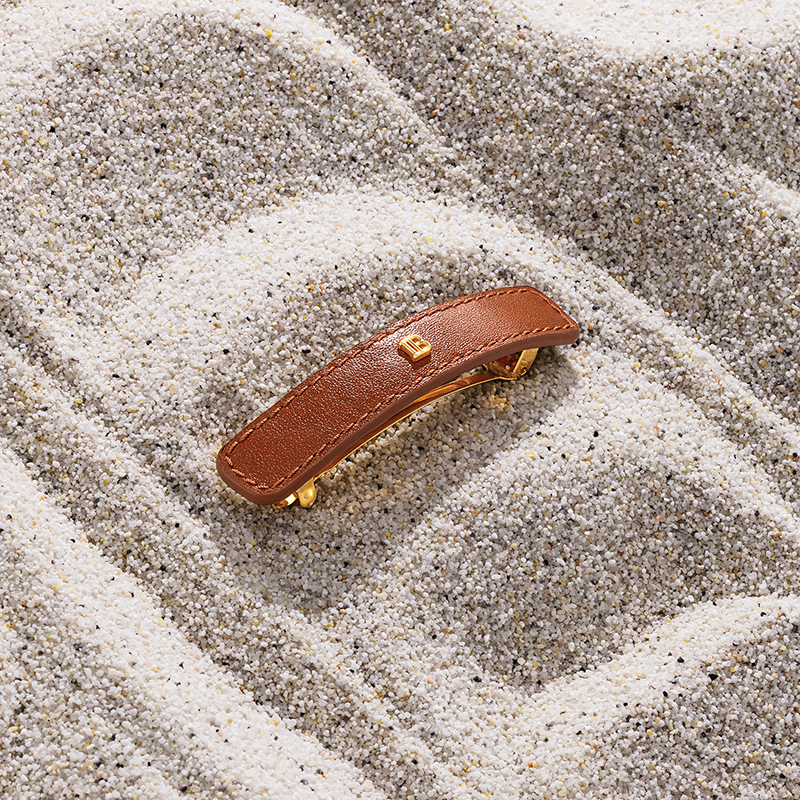 BALMAIN HAIR nahaga kaetud juukseklamber pruun L / Riviera Barrette Cognac, L - Image 2