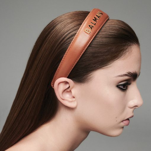 BALMAIN HAIR pruunist nahast peavõru L / Riviera Headband Cognac, L - Image 5