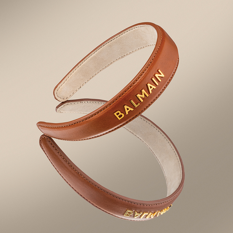BALMAIN HAIR pruunist nahast peavõru L / Riviera Headband Cognac, L - Image 2