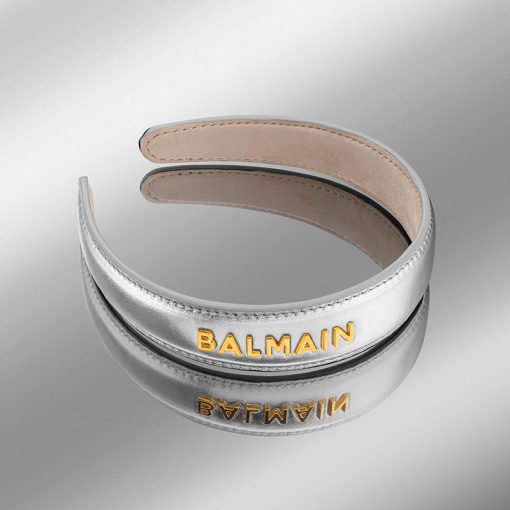 BALMAIN HAIR nahast hõbedane peavõru L / Leather Headband Silver, L - Image 2