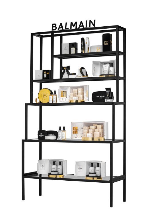 BALMAIN HAIR must müügiriiul / Black shelf