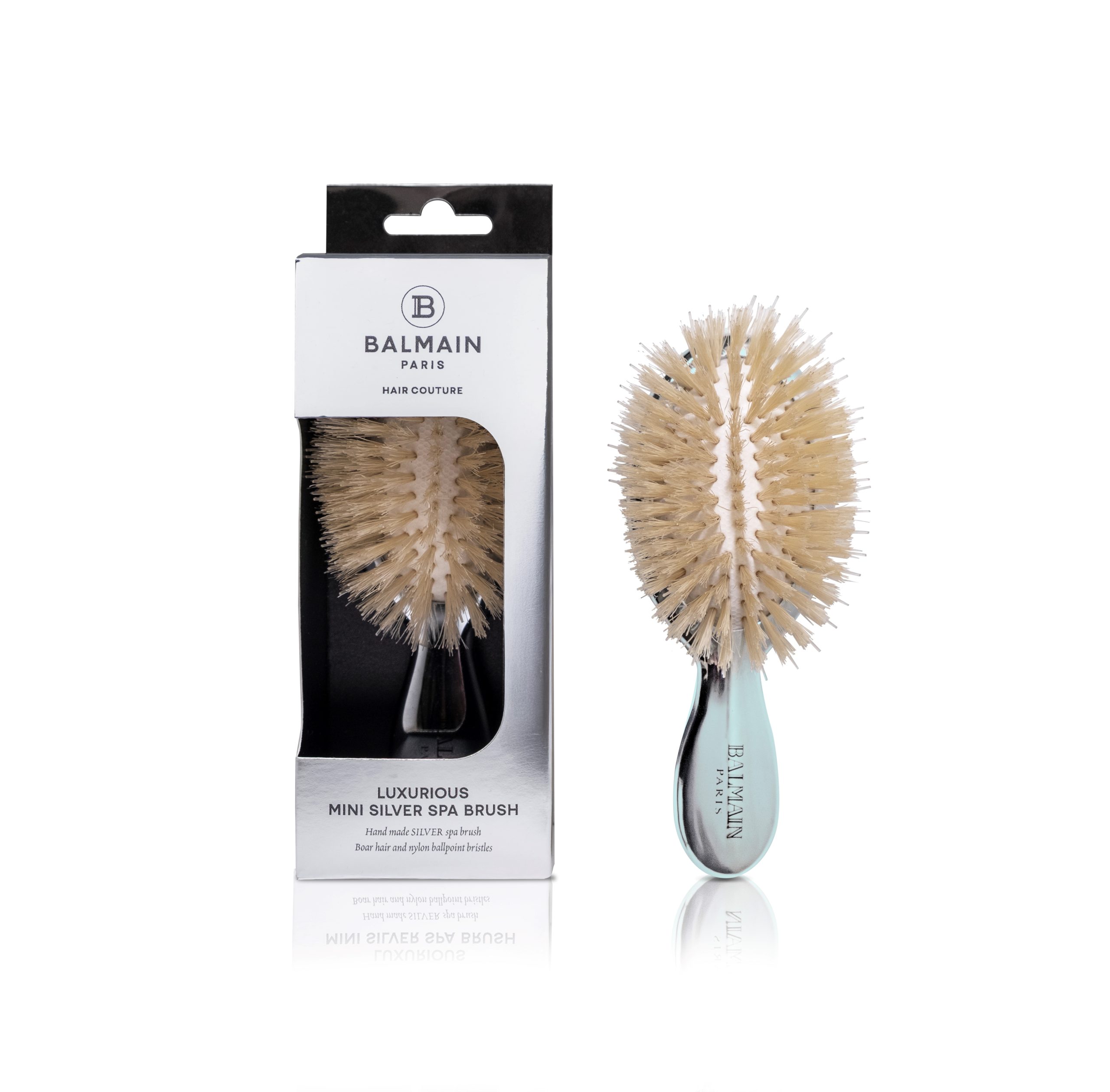 BALMAIN HAIR hõbedane mini juuksehari / Mini Silver Spa Brush