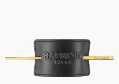 BALMAIN HAIR Juukseaksessuaar nahast must logoga/ Genuine Leather Signature Hair Barrette Black with Logo