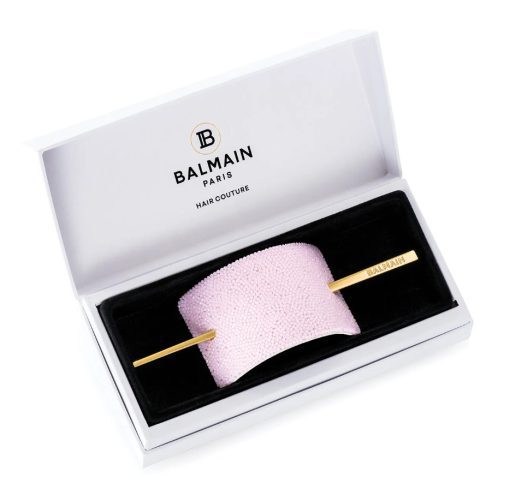 BALMAIN HAIR 18K kullaga kaetud juukseaksessuaar kristallidega roosa värvi /Pink Crystal Hair Barrette Gold plated hair pin - Image 2
