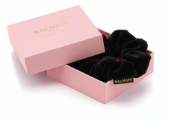 BALMAIN HAIR velvet juuksekumm / Velvet Black scrunch in Pink box
